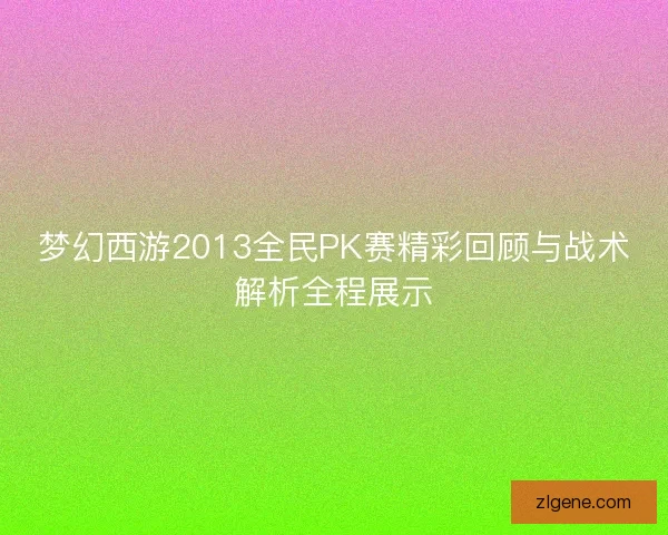 梦幻西游2013全民PK赛精彩回顾与战术解析全程展示