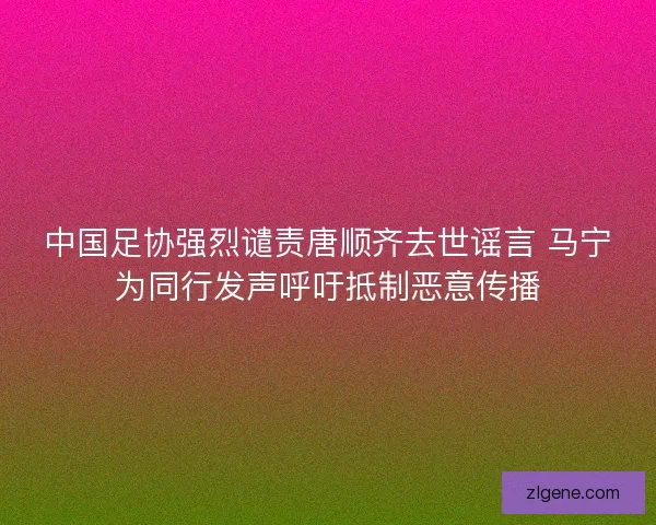 中国足协强烈谴责唐顺齐去世谣言 马宁为同行发声呼吁抵制恶意传播